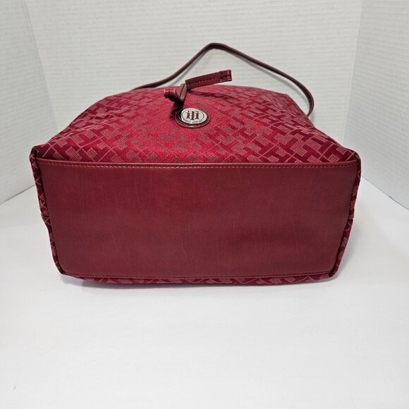 NWT Tommy Hilfiger Logo Rich Red "TH" Monogram Drawstring Bucket Handbag - Picture 6 of 14